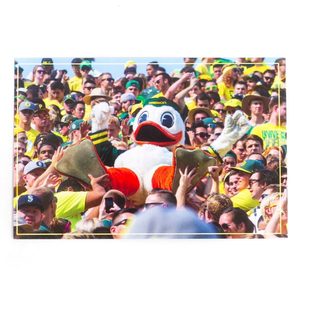 Ducks Spirit, Yellow, Post Card, Art & School, Duck Store, Crowd Surfing Duck Mascot, 617406